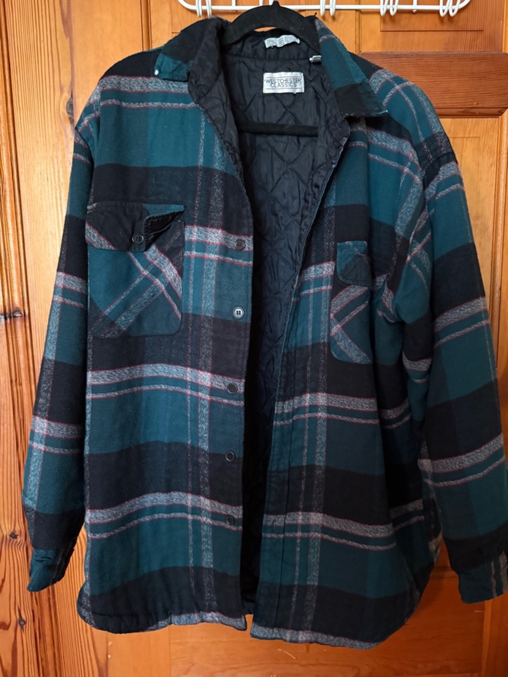 Vintage Whestchester classics Plaid Button-Up Shacket in Teal and Black